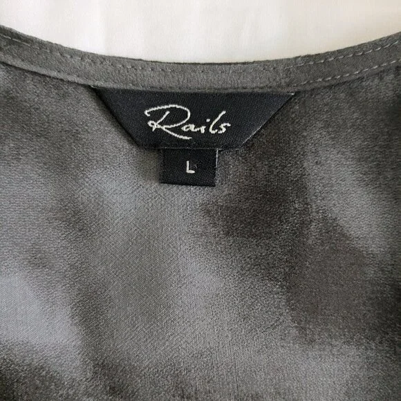 Rails Blouse Women's Large Slate Hillary Crossover Snap Tie-Dye Long Sleeve Top - Picture 4 of 16